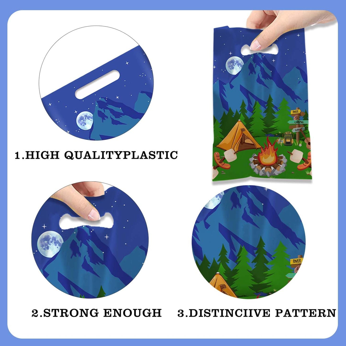 qhqqwzxqc Camping Party Favor Bags Camping Adventure Gift Bags Happy Camper 30PCS Candy Treat Bags Camping Goodie Bags for Christmas Camp Supplies Camper Theme Forest Nature Hiking Party