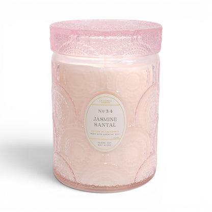 LEOBEN CO – Jasmine Santal Scented Candle – 18oz, Heirloom Collection Design – 80 hr Burn Time – Poured in California Using Vegan Soy Wax and Essential Oils – Made in Small Batches