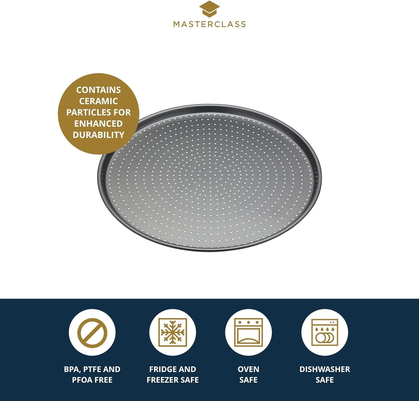 MasterClass Crusty Bake Non-Stick Pizza Crisper, 32cm, Grey