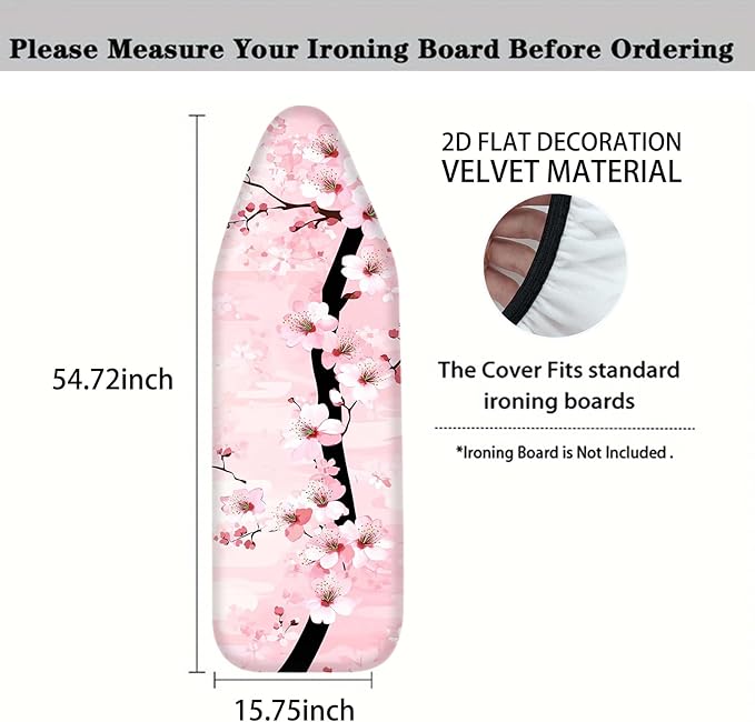 Nuxovilar Pink Cherry Blossom Ironing Board Cover, 15 * 54inch, Fit Most