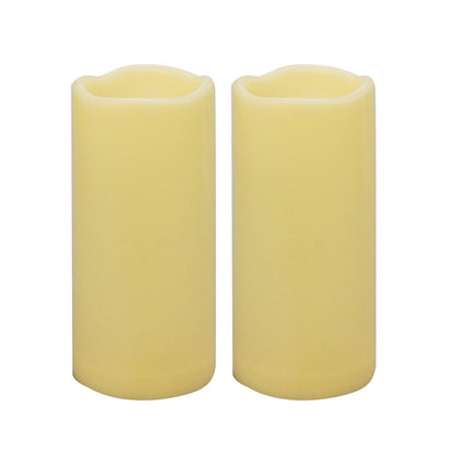 iZAN 2 Pack Waterproof Outdoor Flameless Candles with Timer 3” x 7” Battery Operated Electric LED Pillar Candle Set for Gift Home Décor Party Wedding Supplies Garden Halloween Christmas Decoration
