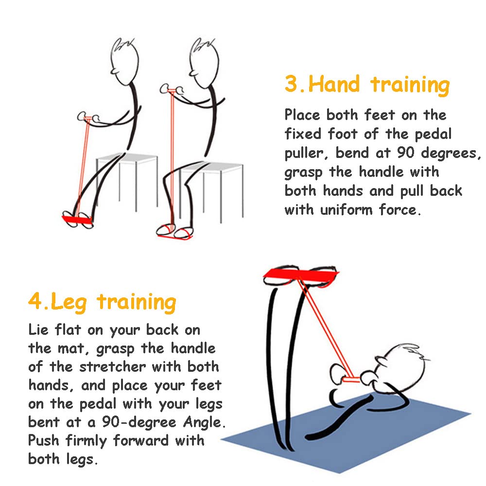 DZOZO Multifunction Resistance Training 4 Tube Pedal Resistance Band Home Gym Equipment Ankle Puller Tension Rope Sit-up Bodybuilding Expander Workout Band for Women/Men