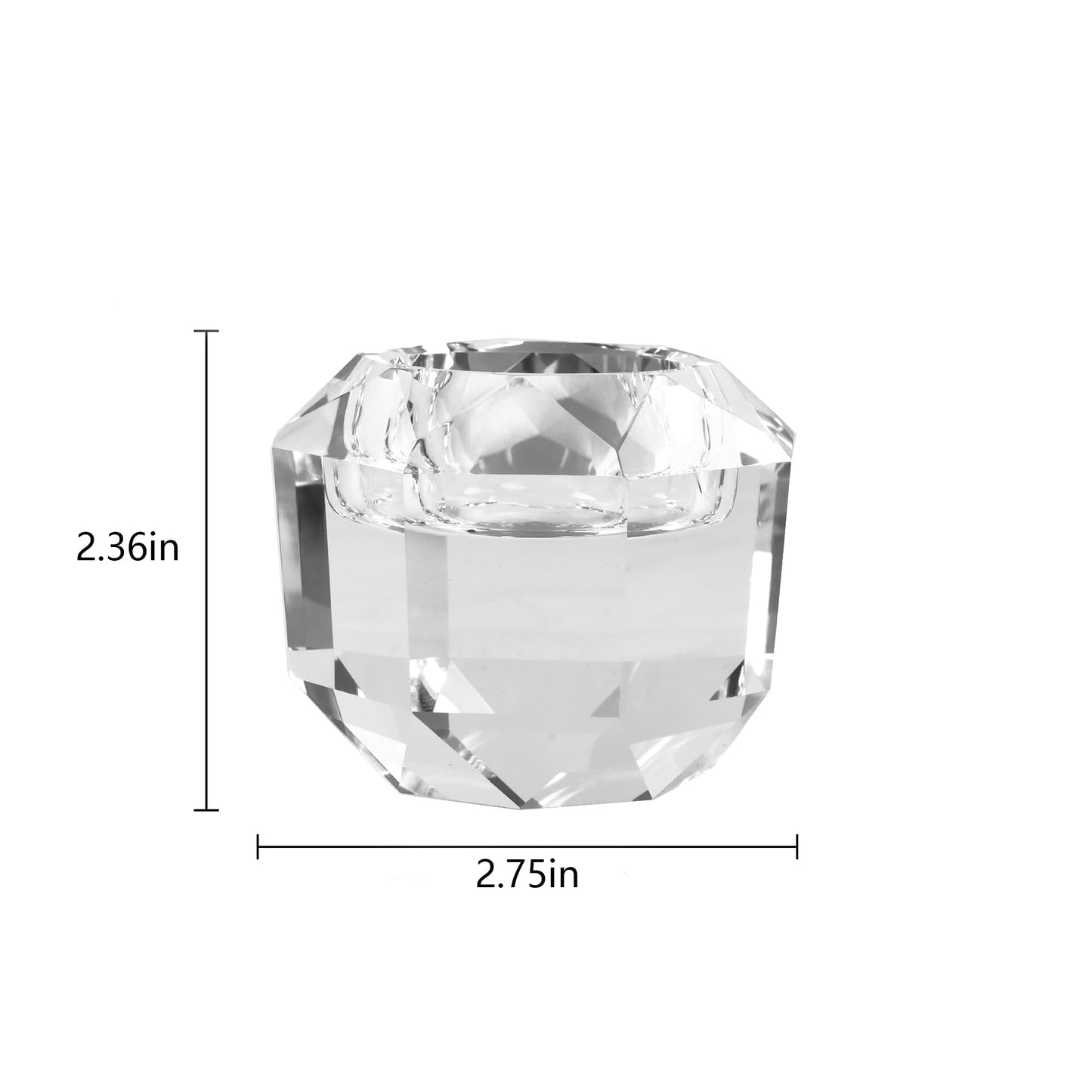 Kitcom Crystal Tealight Candle Holders Pack of 2 for Party Dinner Table Home Decor Hand Cut W2.7'' X H2.3'', Comes with Gift Box