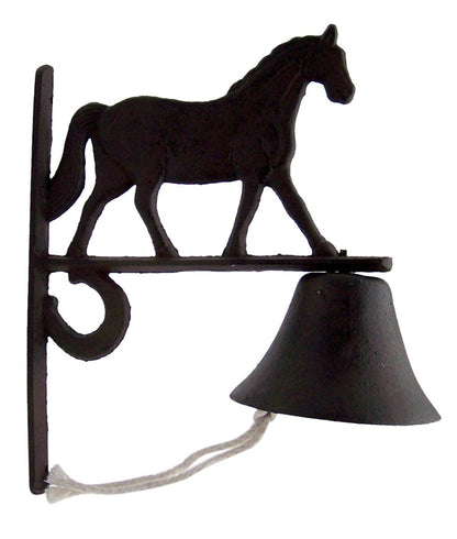 Farmhouse Equestrian Charm Dinner Bell, Vintage Cast Iron Cowbell, 7.75 Inches