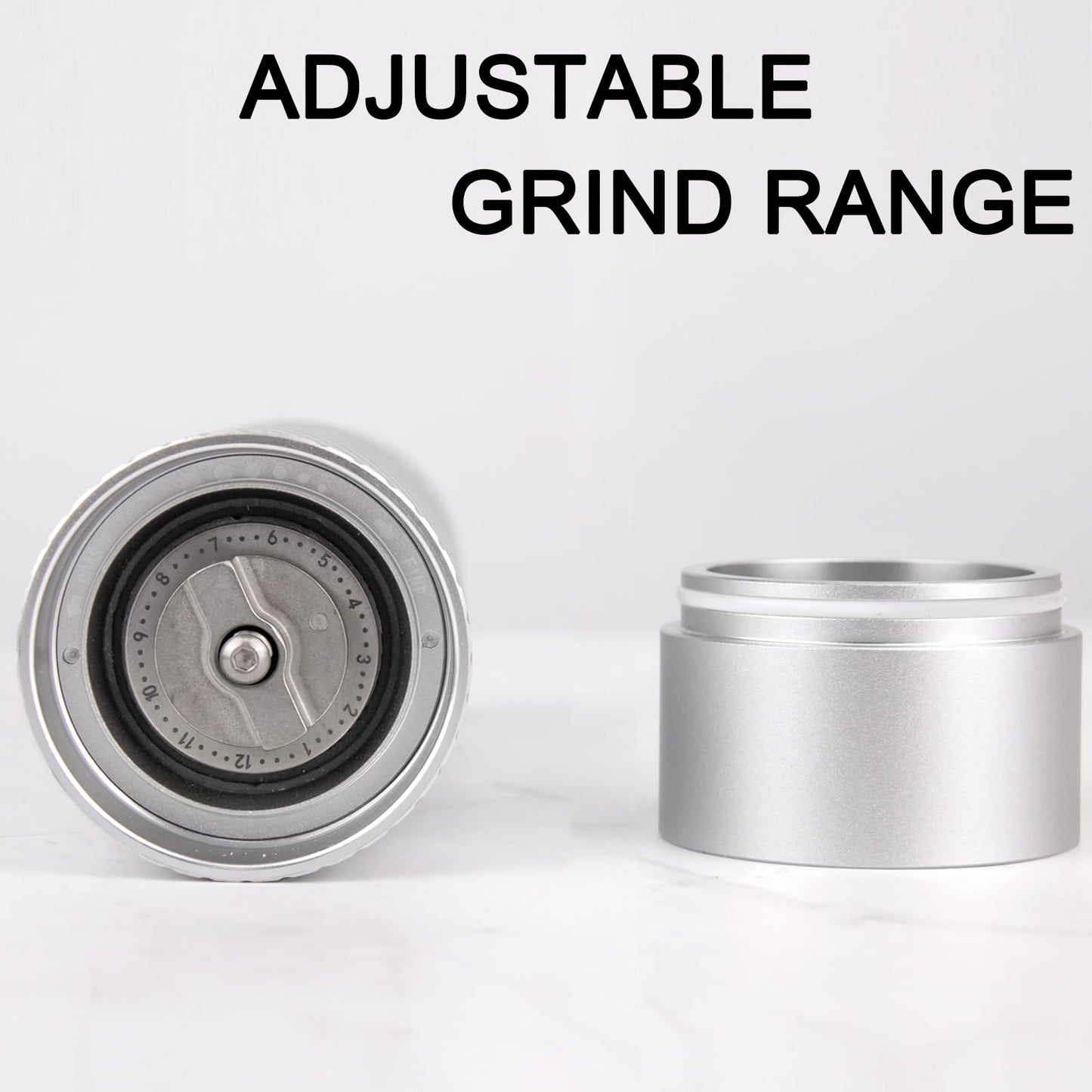 Homnoble Professional Grade Salt Mill, Heavy Duty Refillable Aluminum Manual Salt Mill with Adjustable Coarseness and Ceramic Blade