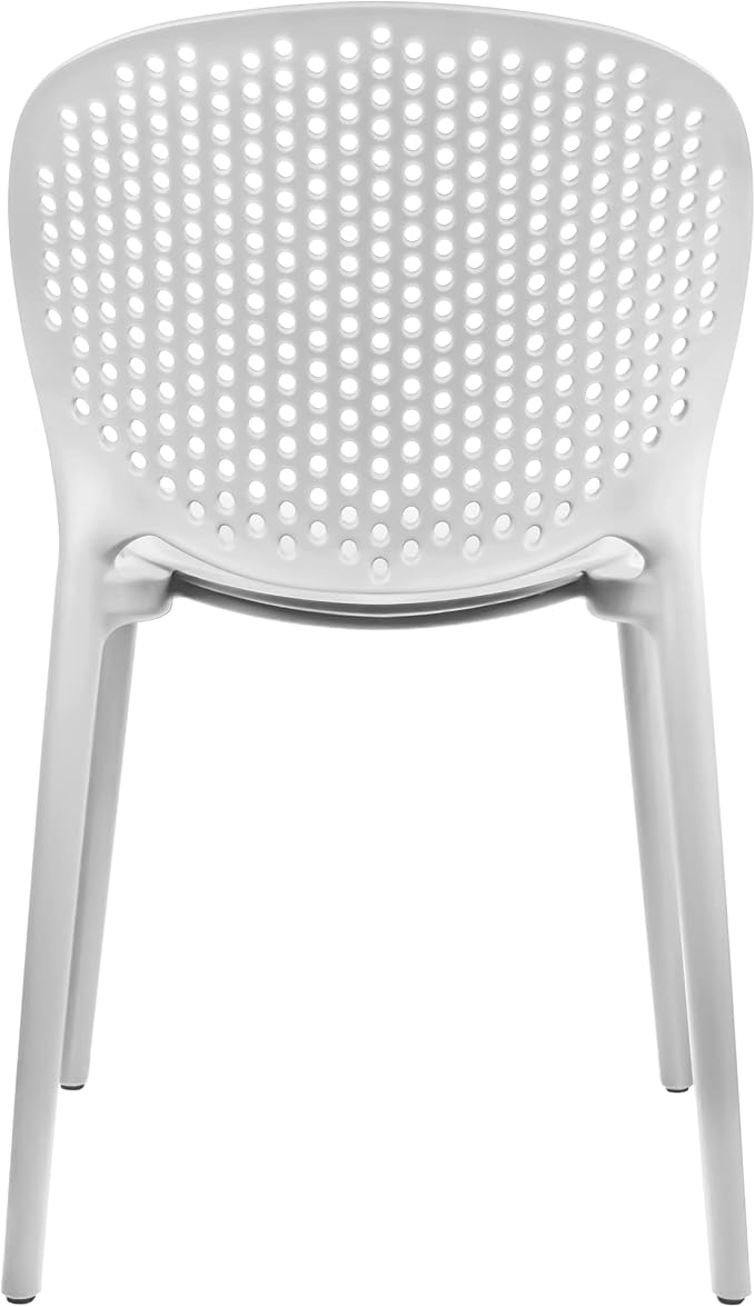 2xhome Set of 3 Patio Dining Chairs | Modern Stackable Outdoor Pool Side Chair | Weather Resistant Plastic for Yard, Porch, Balcony, Kitchen, White