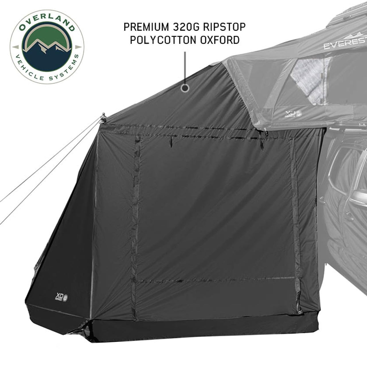 Overland Vehicle Systems XD Everest Annex Room Roof Top Tent Extension - Black Body Grey Trim (XD Everest Annex Room 2 Person)