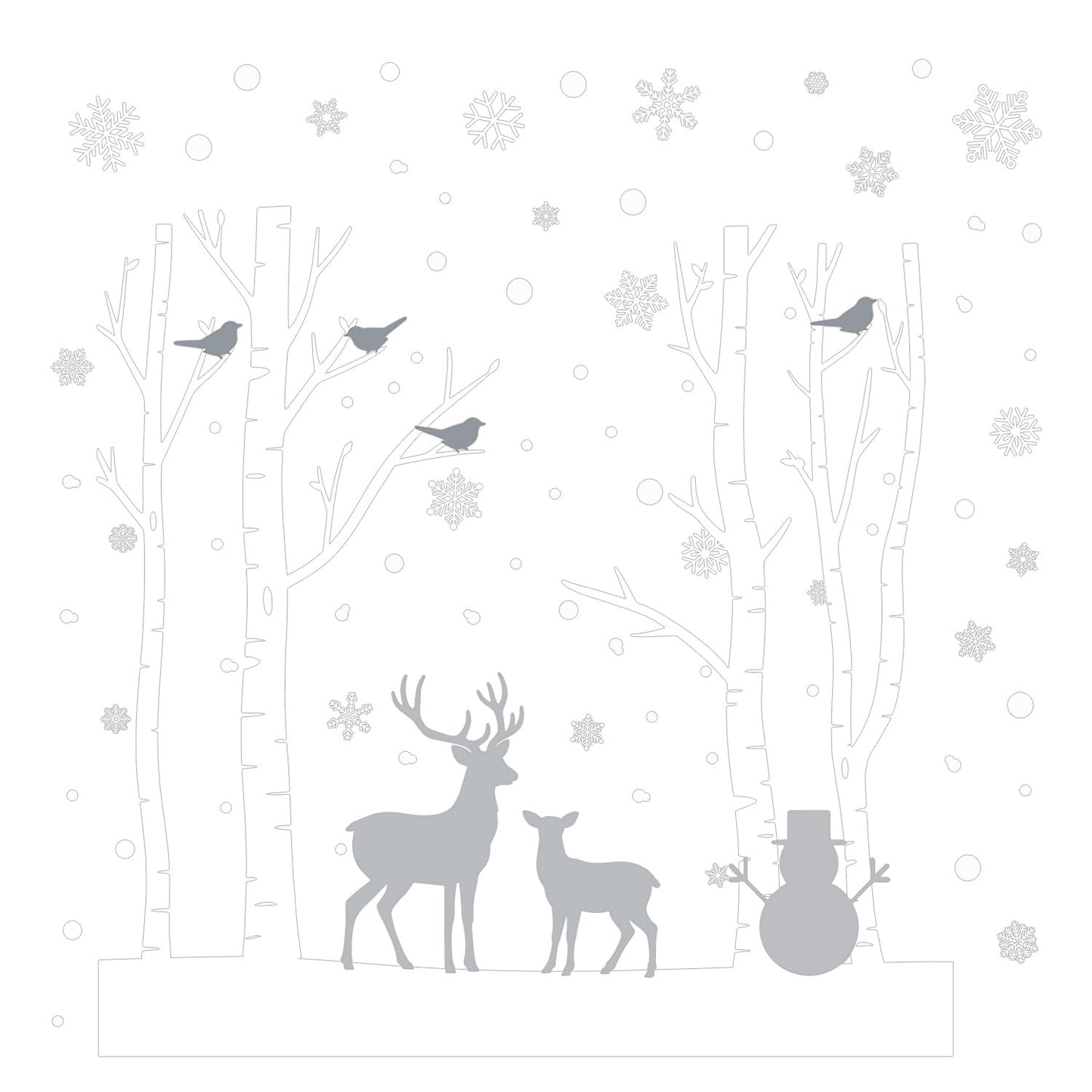 Kasubeso Merry Christmas Wall Decals, Black Santa Reindeer and Snowflake Window Clings, Removable Vinyl Wall Stickers for Holiday Party Bedroom Living Room Offices Home Decoration