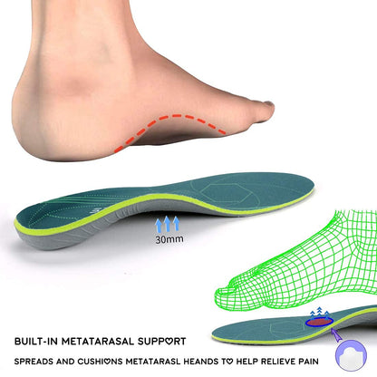 Plantar Fasciitis Arch Support Orthopedic Insoles Relieve Flat Feet Heel Pain Shock Absorption Comfortable Inserts(Size:UK-6,Length:9.87",Green)