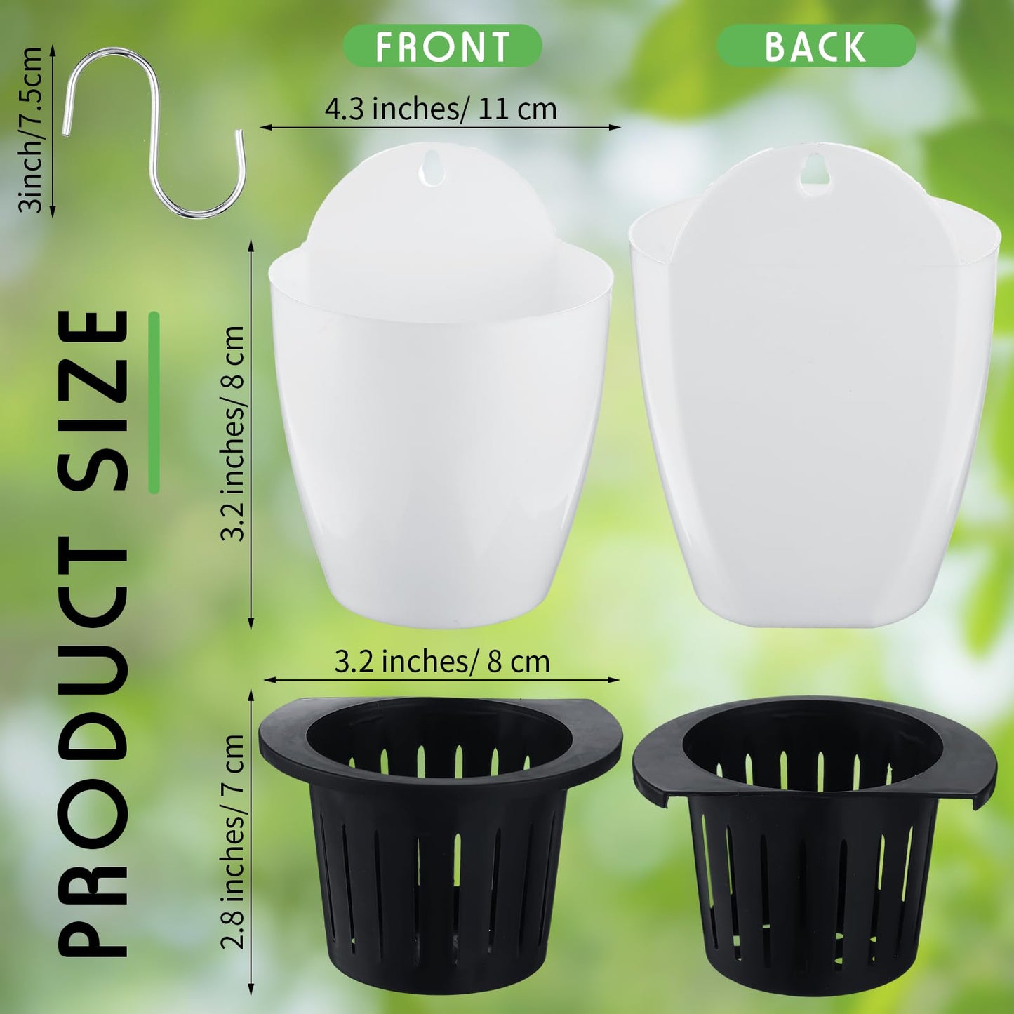 Dandat 20 Pack 4.3 Inch Wall Planter Self Watering Plastic Wall Pot Self Watering Planters Wall Mounted Herb Planter Indoor Flower Pots with Absorbent Cotton Ropes and Hooks for Garden Herbs Plants