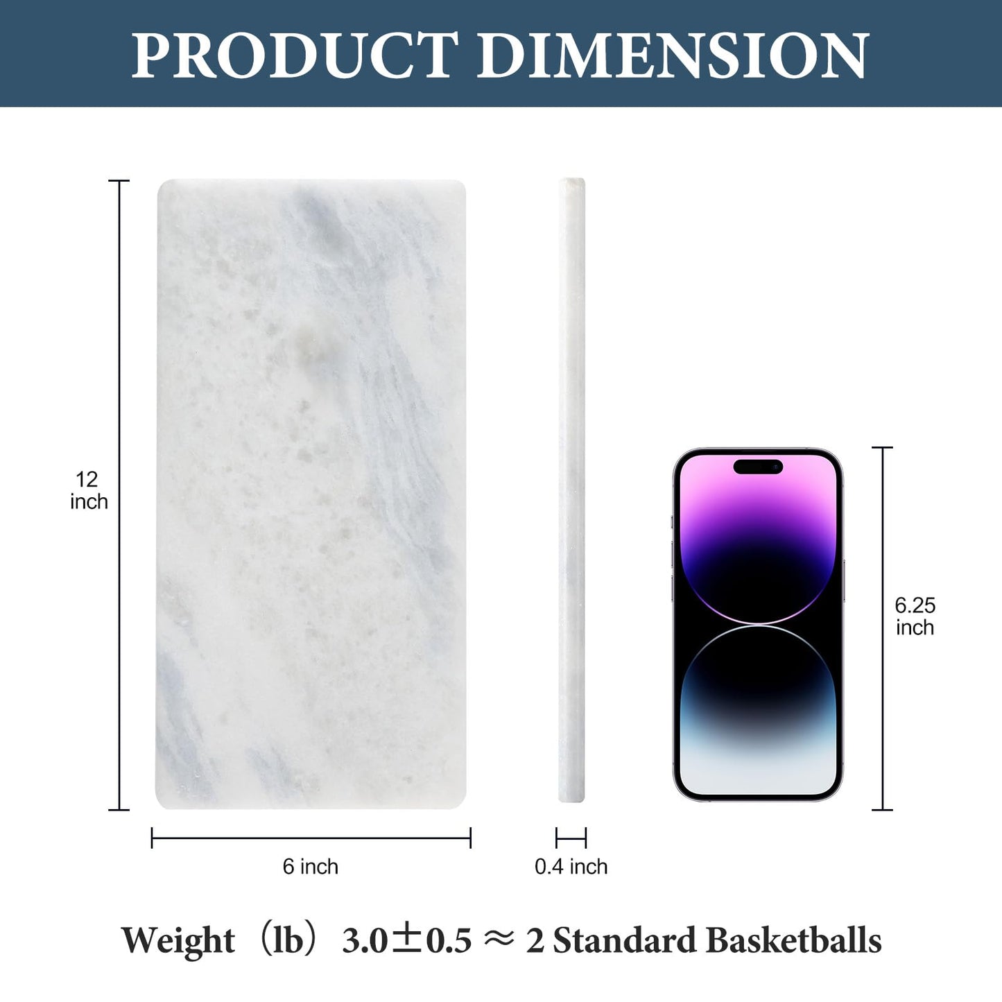 Koville African Natural Marble Board for Kitchen Pastry Bread, 12" x 6" Genuine Stone Slab, Marble Tray Cheese Board for Counter, Bathroom Trays Perfume Tray Jewelry Candle Plate (Namib Fantasy)
