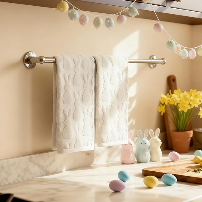 Artoid Mode 4 Pcs Beige 3D Rabbit Jacquard Easter Hand Towels