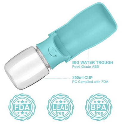 Canareen Portable Dog Water Bottle with Foldable Cup, Leak Proof Travel Water Bottle for Dogs & Cats, Foldable Dog Drinking Bottles for Walking, Hiking, Outdoor Activities (350ml, Green)