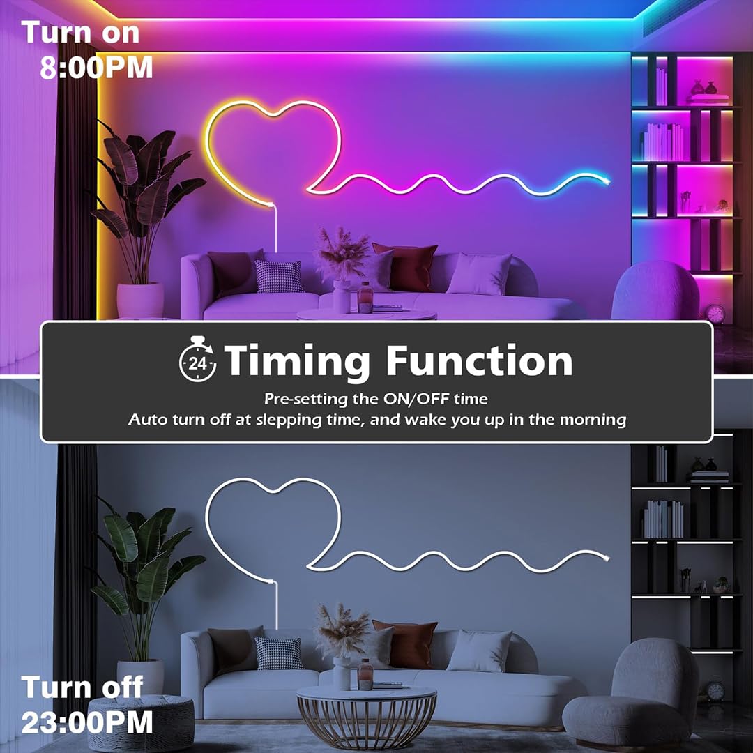 azhongxus 9.8FT USB LED Neon Rope Light,Smart RGB IC Led Strip Lights for Bedroom,Music Sync LED Neon Light Strip,APP and 24Keys Wireless Remote,DIY Ideas,Gaming Room,Home Decorations,Christmas Gift