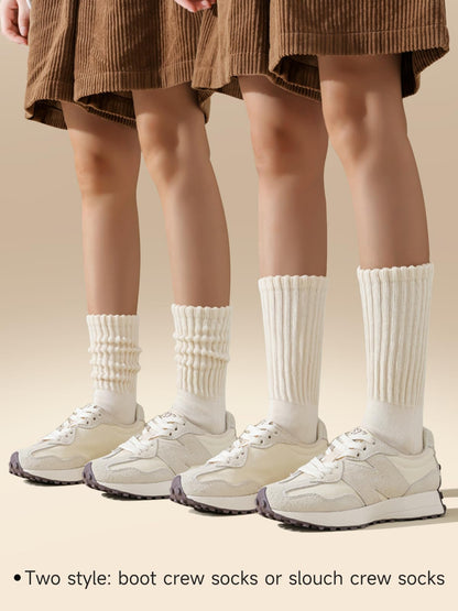 HAVE A TREE 3-6 Pack Women's Slouchy Crew Socks - Fall Colors Soft Cushioned Boot Scrunch Socks Size 5-11 (H2060-Mix)