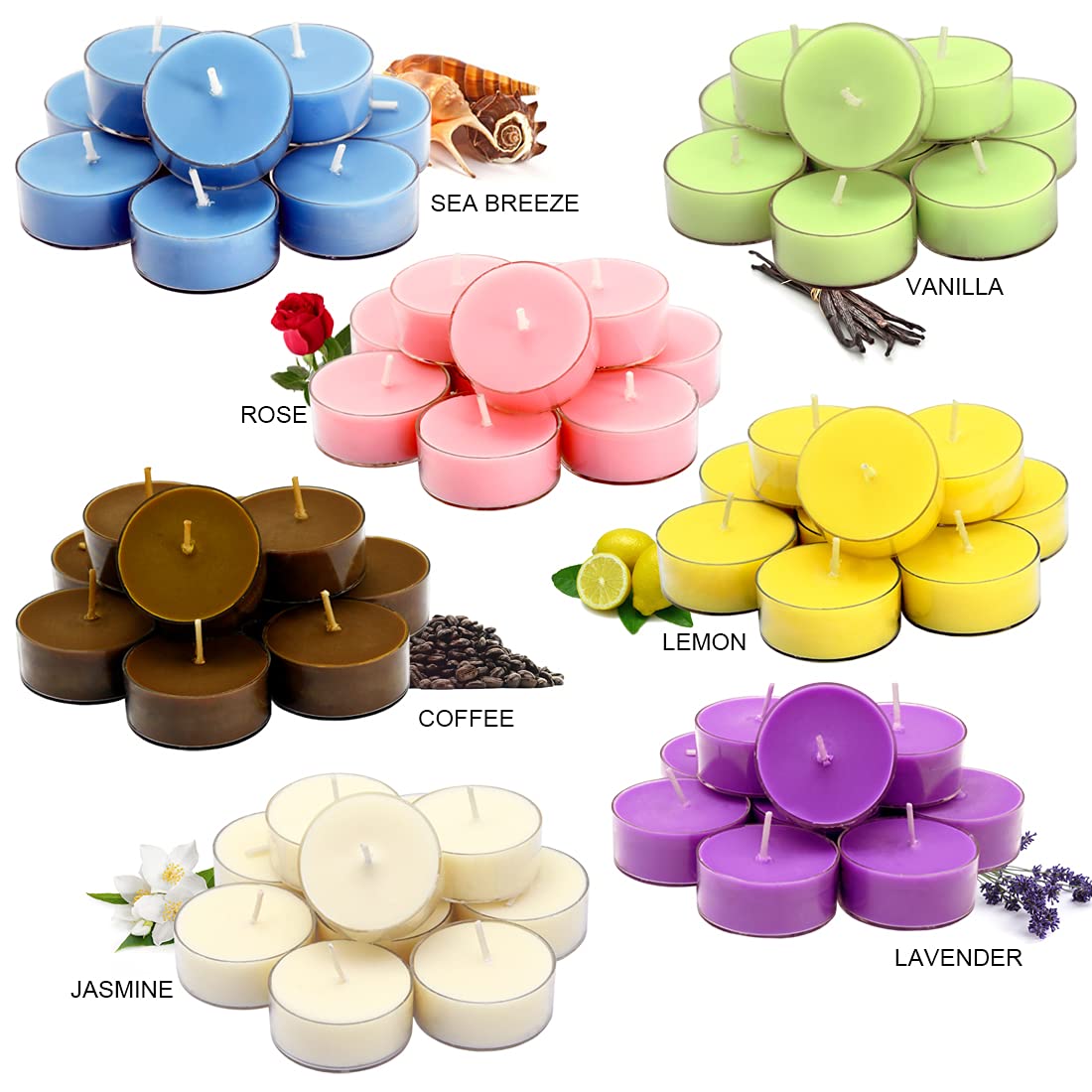 DEYBBY Ocean Breeze Scented Tealight Candles Bulk, Aromatherapy Soy Wax Tea Candle Set of 24-4 Hour Burning Great Gift