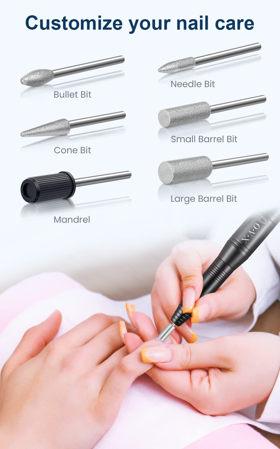 Portable Electric Nail Drill Machine, Professional 20000 RPM USB Manicure Pedicure Drills for Acrylic Nails Gel Polishing Shape Tools