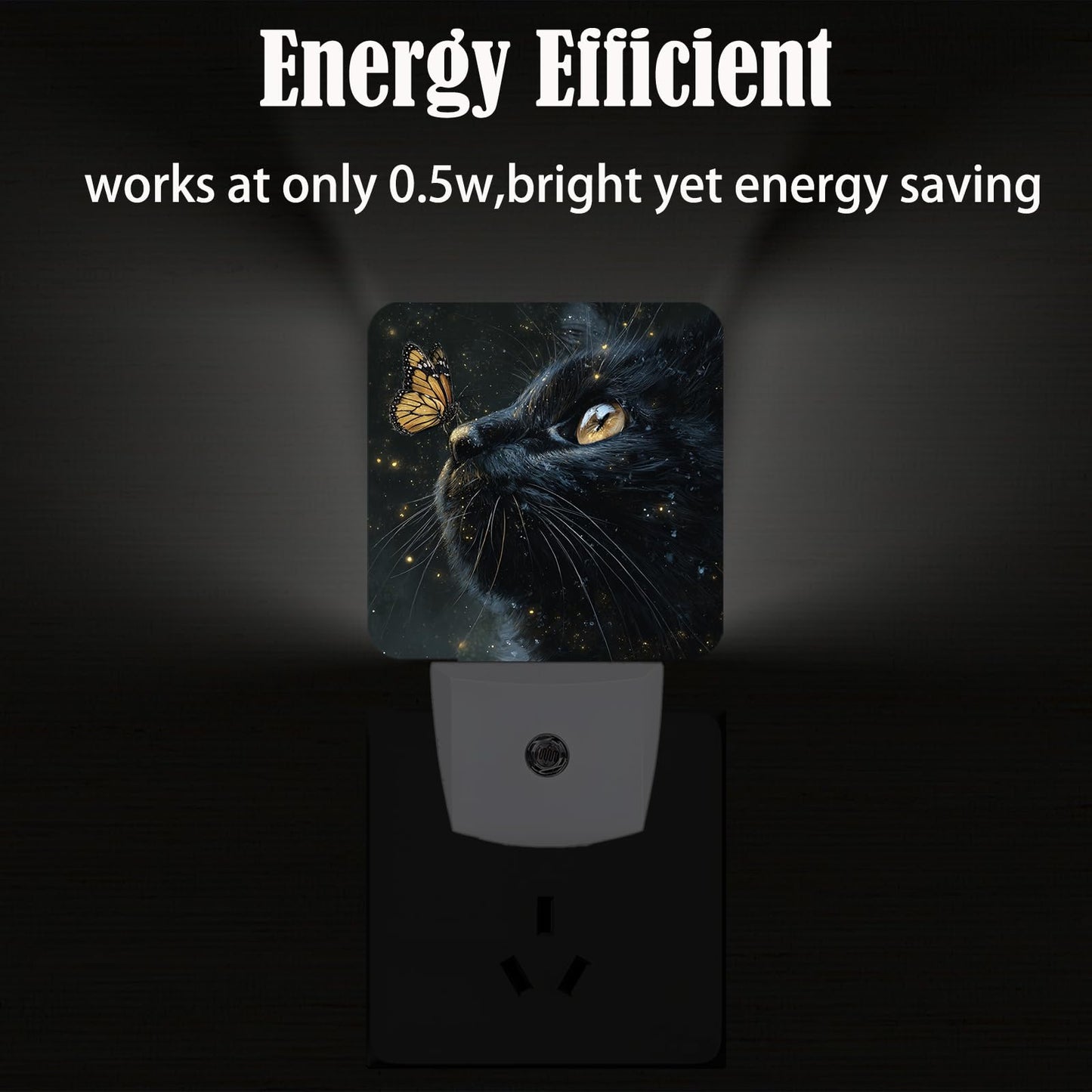 FSHVQKD Cat and Butterfly Night Light,Plug Into Wall Decor for Stairway,Hallway,Kitchen,Dusk to Dawn Sensor Nightlights for Boys/Girls/Women/Men Room Gifts