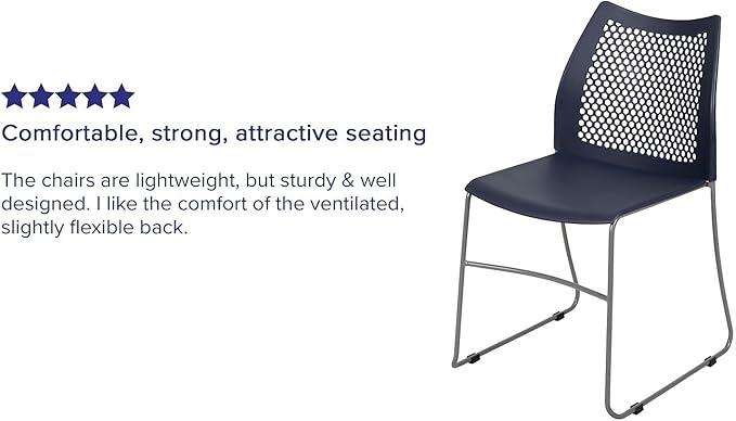 Flash Furniture HERCULES Series 661 lb. Capacity Navy Stack Chair