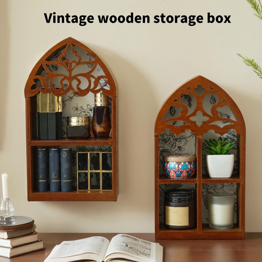 Xanorrg Elegant Multilayer Styles Wall Shelf Featurings Precise Engraveds Pattern Home Decoration Display Stand Gothics Wall Shelf（6.7x3.2x12in）