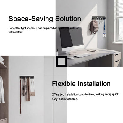 StrugDeas Key Holder for Wall with 2 Self-Adhesive Tapes， Key Hanger Organizer for Wall with 4 Hooks，Metal Key Rack for Door, Entryway, Kitchen Bathroom(Black)