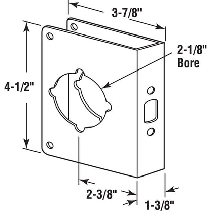 Prime-Line U 9555 Brass Lock and Door Reinforcement Plate for 1-3/8 In. Thick Doors, Brass Finish (Single Pack)