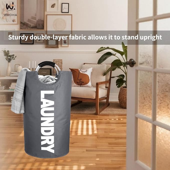 WOOHA 125L Large laundry basket, Collapsible laundry hamper, Tall Clothes