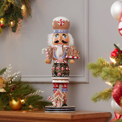 Kurt Adler 16-Inch Wooden Gingerbread Christmas Nutcracker (Color May Vary),Brown/Beige (Pack of 4)
