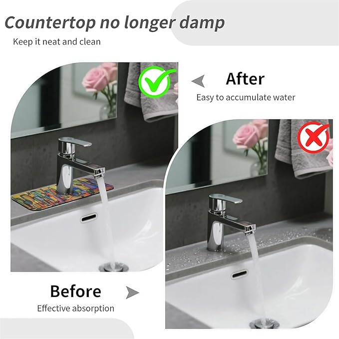 Kitchen Sink Splash Guard，Colored glass bottles Faucet Mat Sink Gadgets-Super