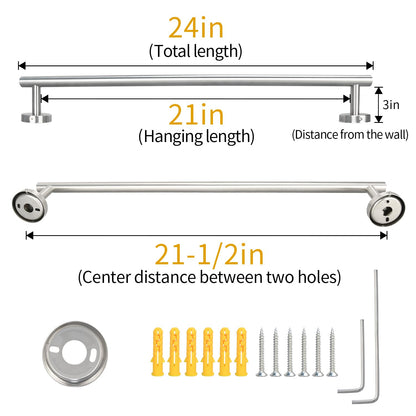 24 Inch Towel Bar for Bathroom Wall, Stainless Steel Towel Rack Wall Mounted