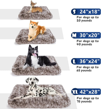 ULIGOTA Dog Bed Crate Pad Plush Soft Dog Crate Bed for Small Medium Large Dogs and Cats Washable Anti-Slip Kennel Crate Mats for Sleeping and Anti AnxietyS