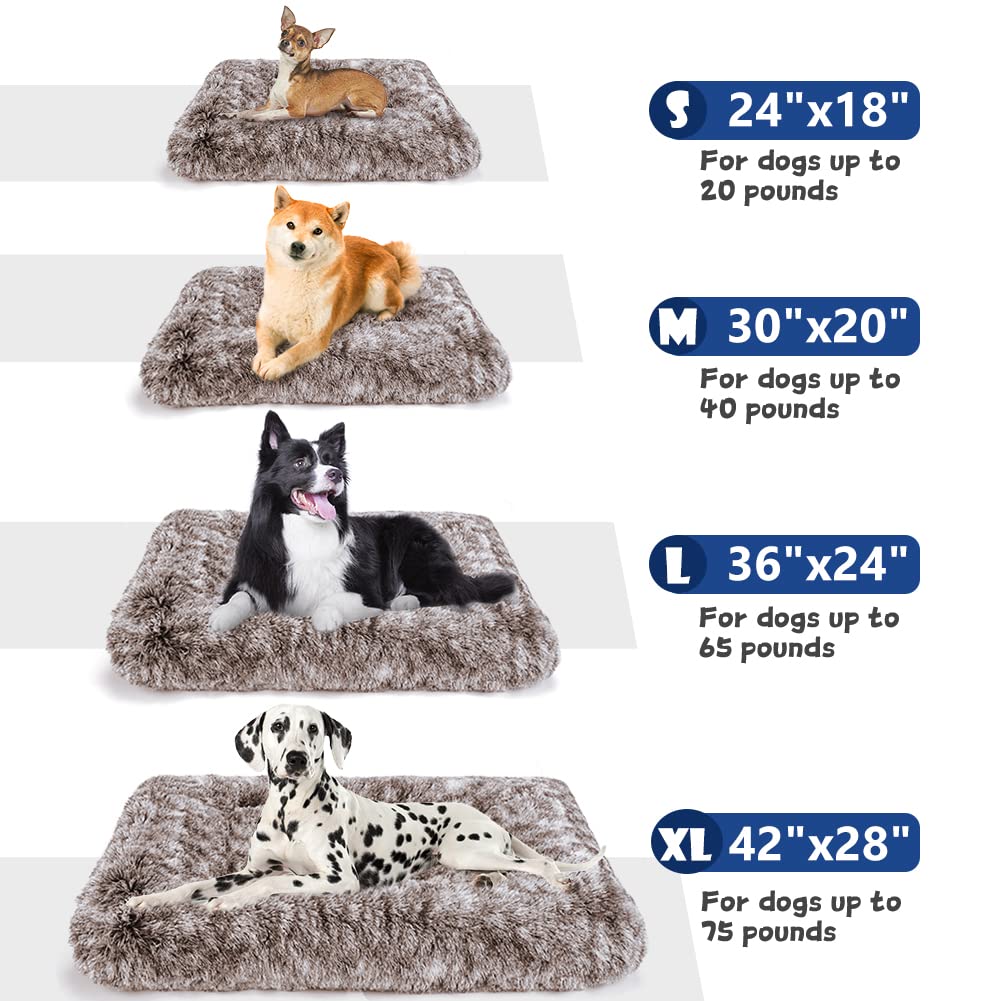 ULIGOTA Dog Bed Crate Pad Plush Soft Dog Crate Bed for Small Medium Large Dogs and Cats Washable Anti-Slip Kennel Crate Mats for Sleeping and Anti AnxietyS