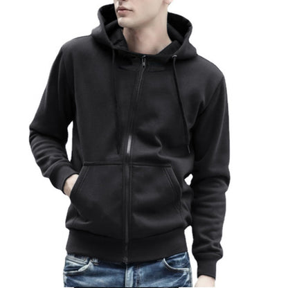 ZUEVI Men's Hoodies Casual Striped Drawstring Hoodie Fleece Sweatshirt Zipper Closure Slim Fit Jackets With Pockets (/Black/-XL)