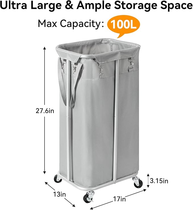 WOWLIVE 100L Rolling Laundry Hamper