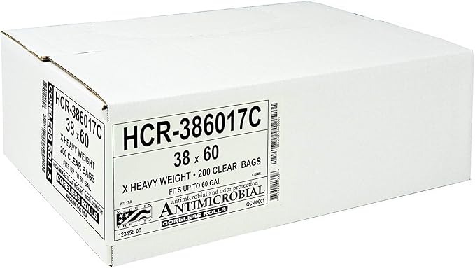 Aluf Plastics High Density Trash Bags, 60 Gallon, 14 Micron,