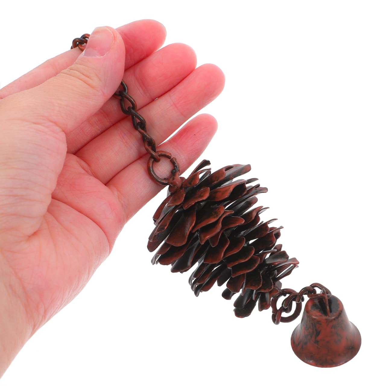 ZUNOXAZ Pine Cone Bells Wind Chimes Metal Door Knob Hanger Soothing Chimes for Garden Porch Home Elegant Pinecone Outdoor Decorations Holiday Wall Ornament