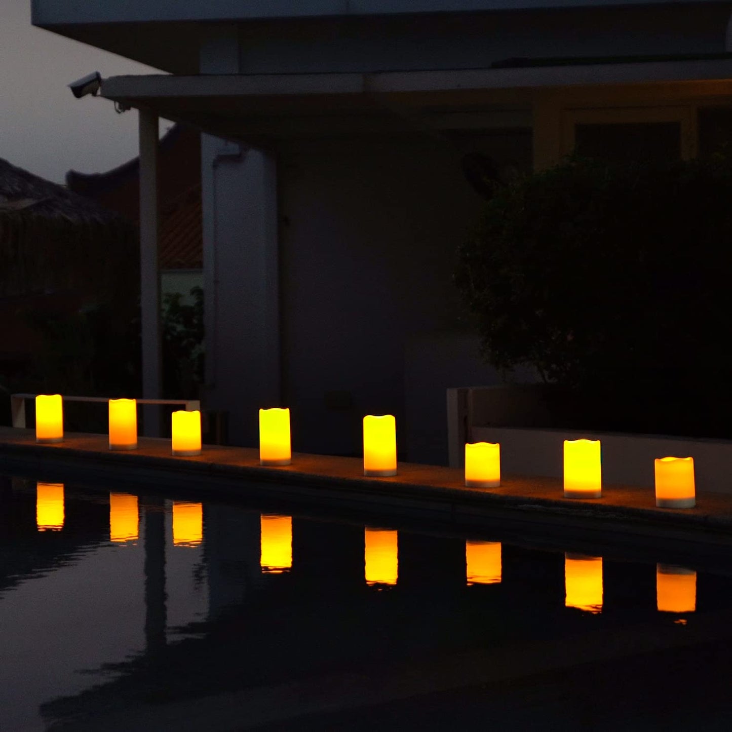Homemory Solar Candles Outdoor Waterproof, 3"x6" Rechargeable Solar Powered Lights, Solar Powered Flameless Candles for Outdoor, Lanterns, Sensor Only, Dusk to Dawn, Set of 2