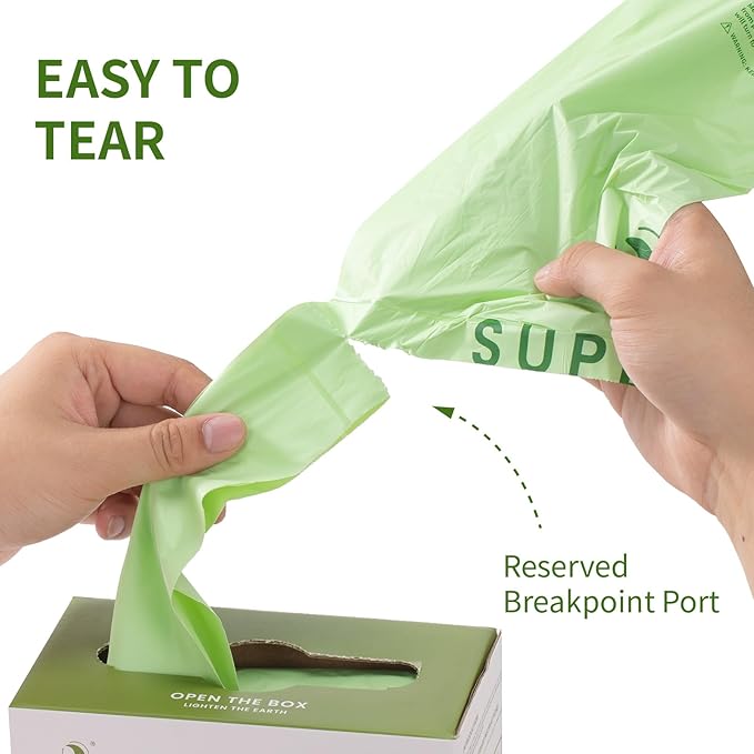SUPERBIO 13 Gallon Flat Top Compostable Food Waste Bags, 2 Pack, 0.87 Mil