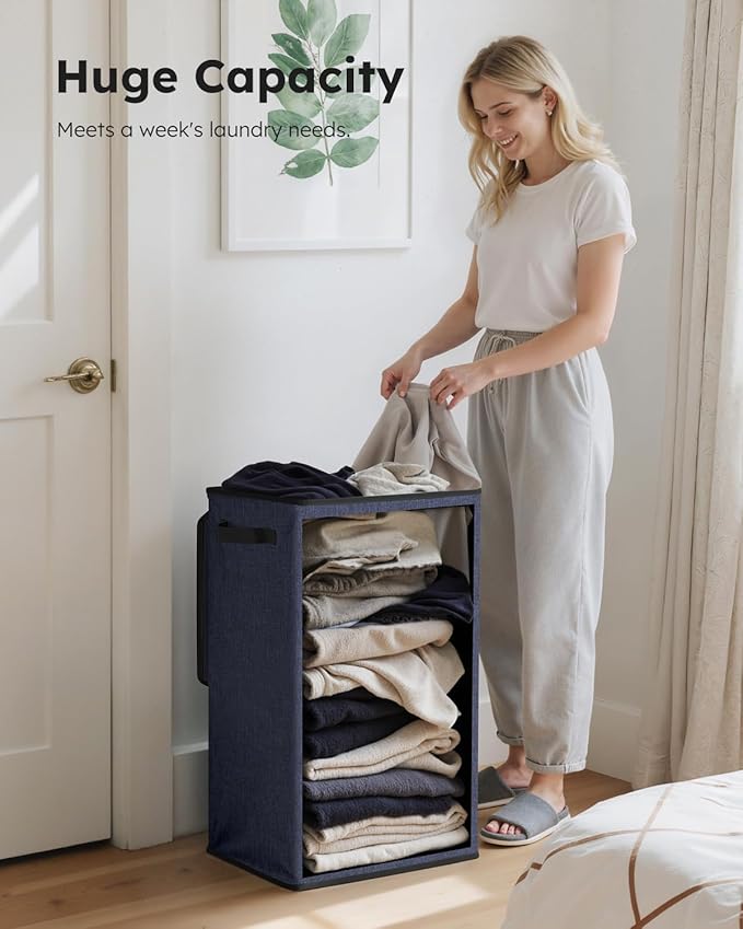SOLEDI Laundry Hamper with Lid 90L Large & Tall Collapsible Laundry Basket