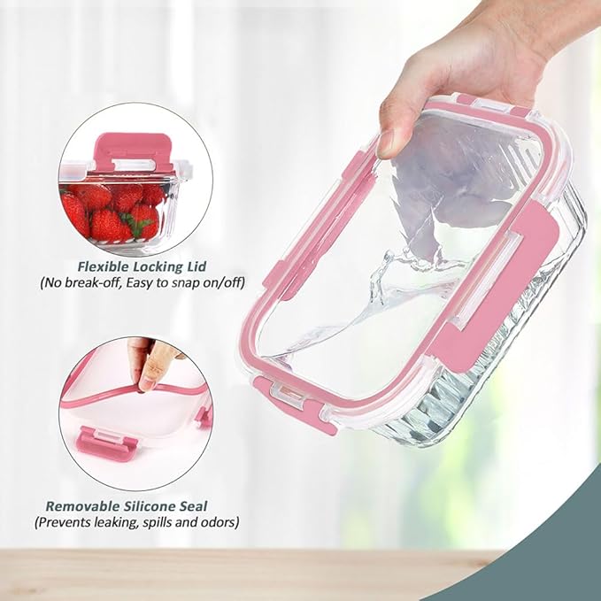 KOMUEE 10 Packs Glass Meal Prep Containers