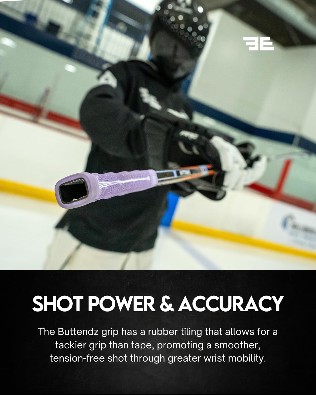 Buttendz Fusion Z Hockey Stick Replacement Grip - Reusable Design, Small Knob Player Grip for Top Hand Mobility, Fits All Stick Sizes (Black, Fire Drip)