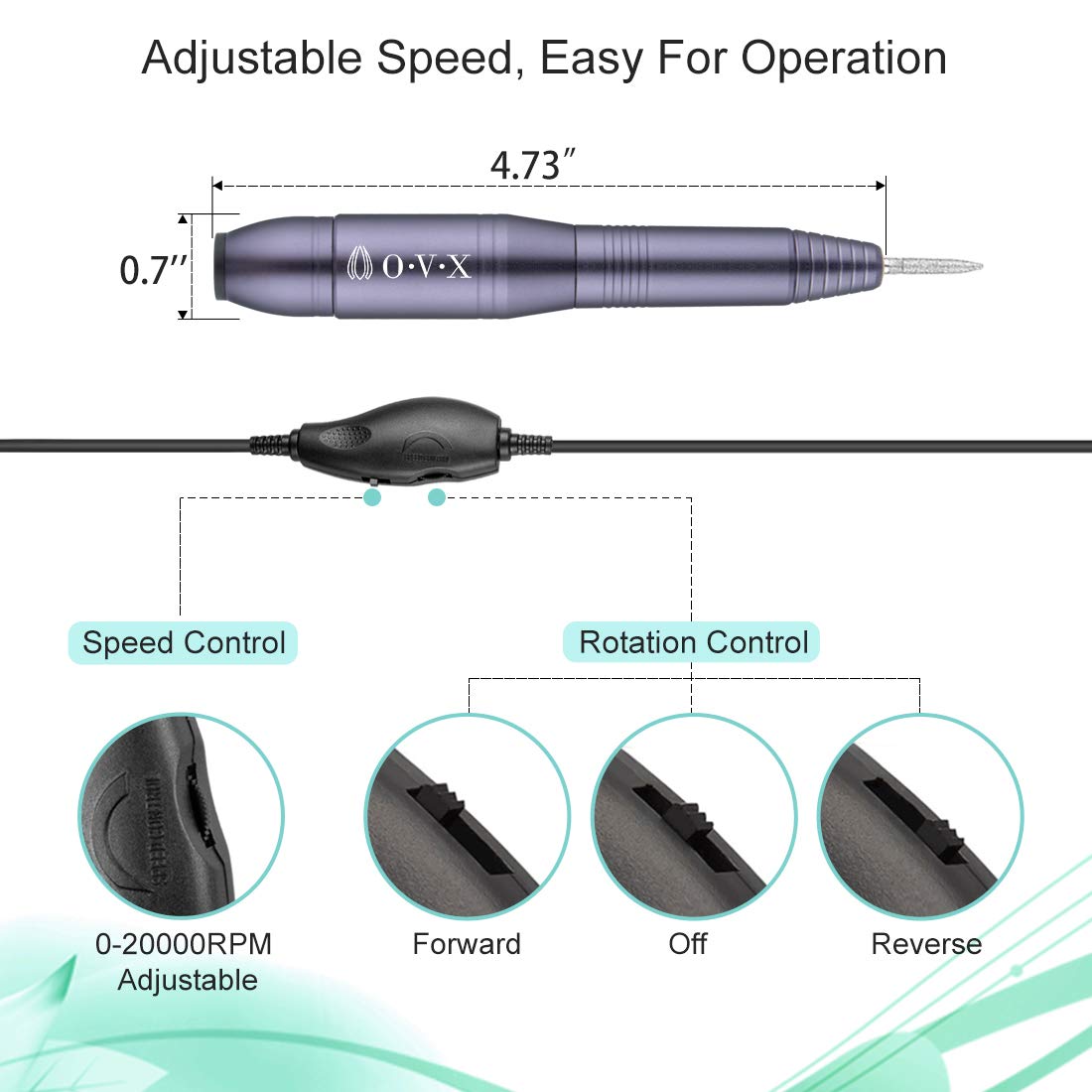 Portable Electric Nail Drill File Machine with Acrylic Nail Kit Set Professional 20000rpm Manicure Pedicure with Sanding Bands Brush for Nail Art Gel Nail Polish Tips Clippers