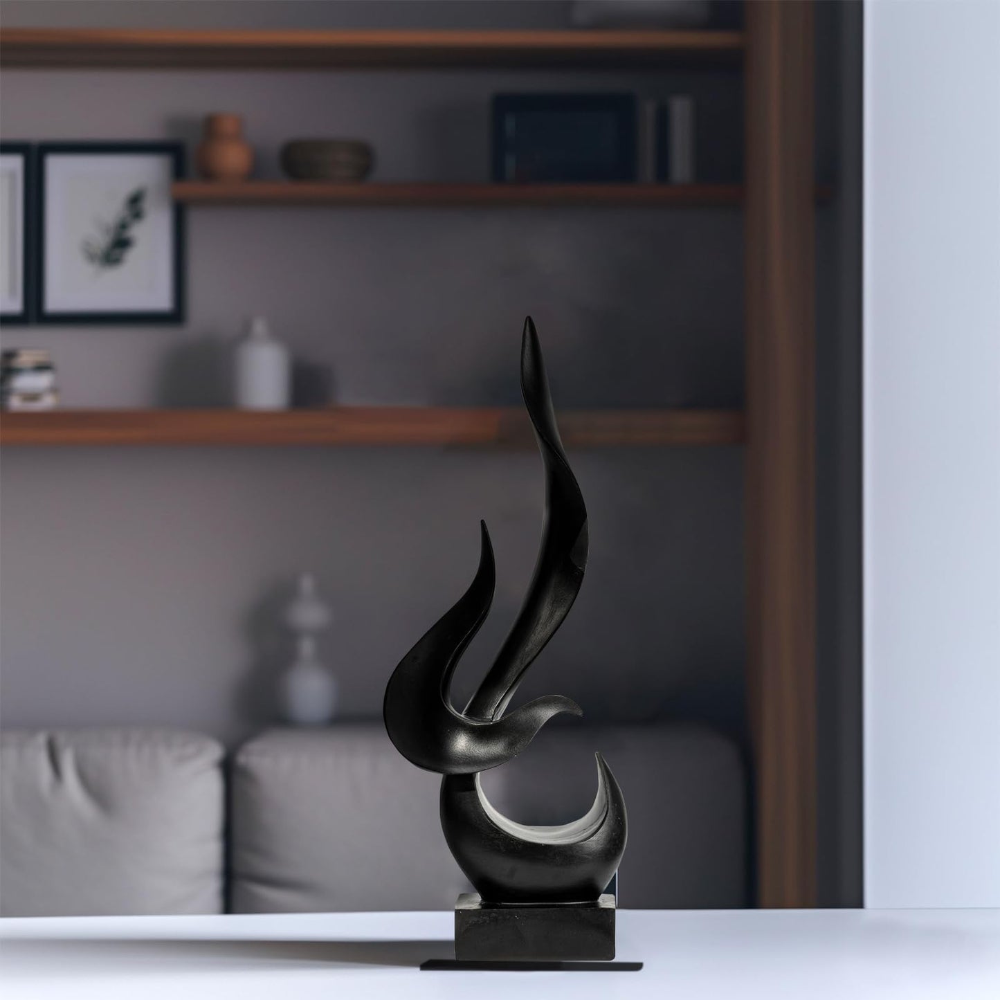 Paytonture Gold Fire Flame Sculpture, Modern Abstract Resin Statue, Art Statue Home Decor for Living Room TV Stand Coffee Table Shelf Accents Decor.（Small）