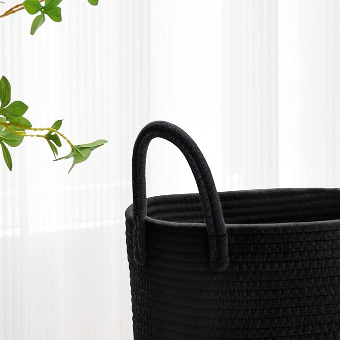 VIPOSCO Large Laundry Hamper, Tall Woven Rope Storage Basket