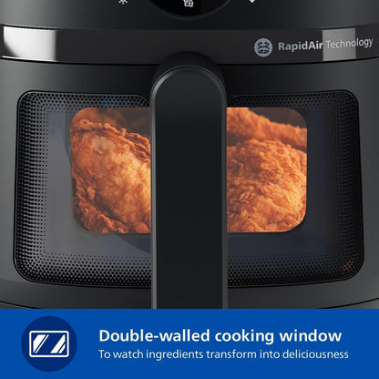 Philips Air Fryer 2000 Series 6.2L - 1700W Power, Cooking window, RapidAir technology, Digital touchscreen, 13 cooking options, Up to 90% less fat, Black (NA230/00)