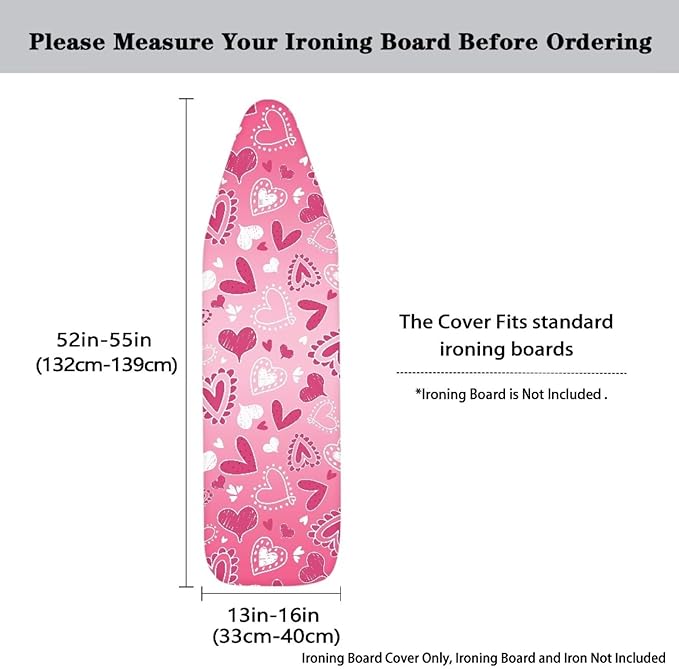 Pink Heart Ironing Board Cover Valentines Day Iron Board Cover Romantic
