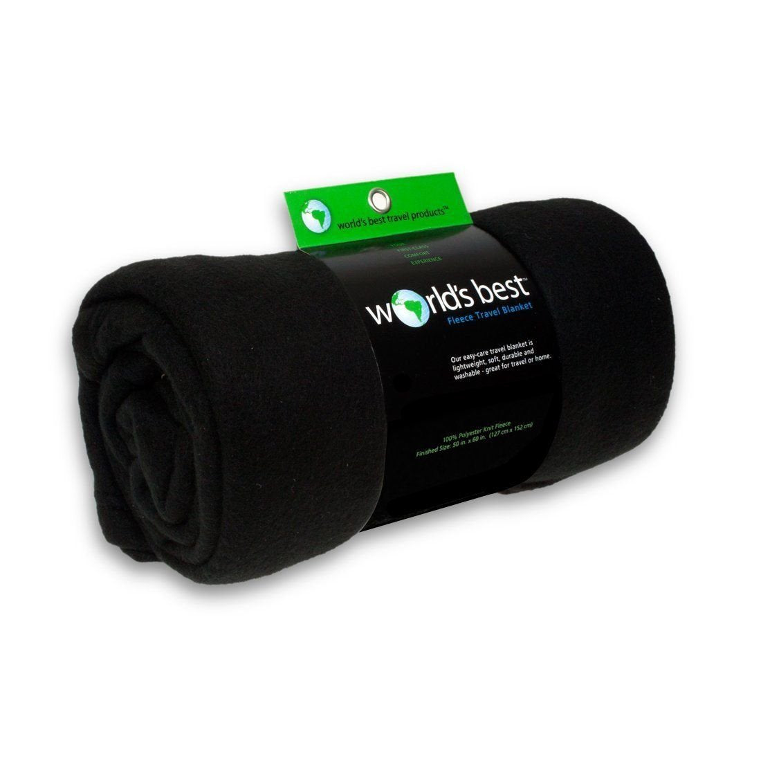 World's Best Best Cozy-Soft Microfleece Travel Blanket, 50 x 60 Inch, Black