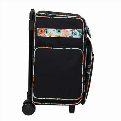Everything Mary Wheeled Scrapbook Tote for Scrapbooking & Art - Travel Organizer Storage Bin for Paper, Glue, Tape Black/Floral