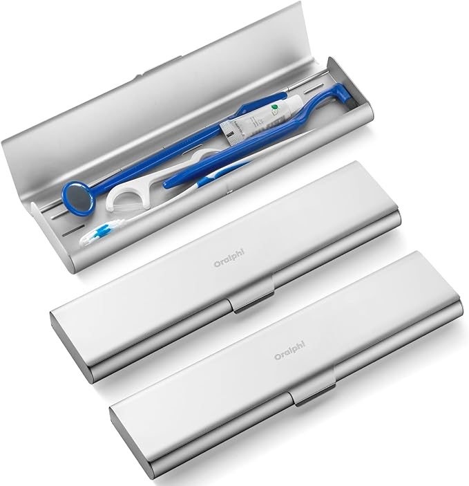 2 Pack Wider Aluminum Toothbrush Travel Case, Portable Travel Toothbrush Holder