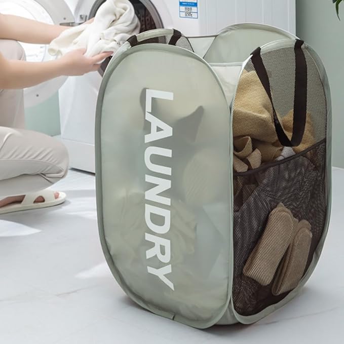 Larpur Pop Up Laundry Baskets, 2 Pack Mesh Laundry Hampers